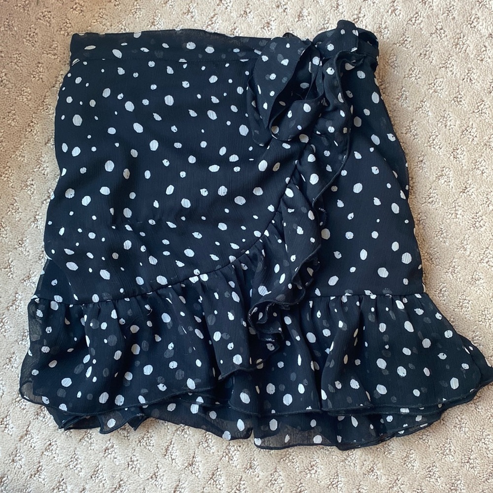 Polka dot silky mini skirt